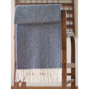 Uldplaid - Denimfarvet