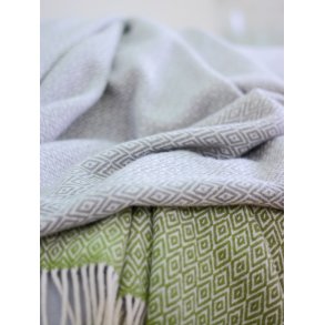 Uldplaid - To-farvet Pistacie/Gr