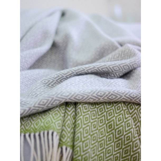Uldplaid - To-farvet Pistacie/Gr