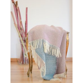 Uldplaid - To-farvet Turkis/Pink