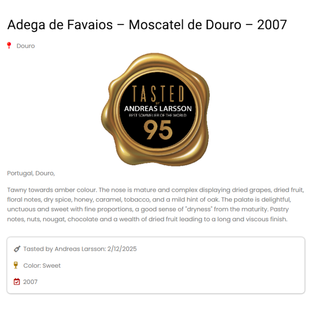 Adega de Favaios Moscatel 2007