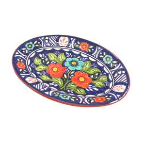 Ovalt fad 38 cm - Blomster