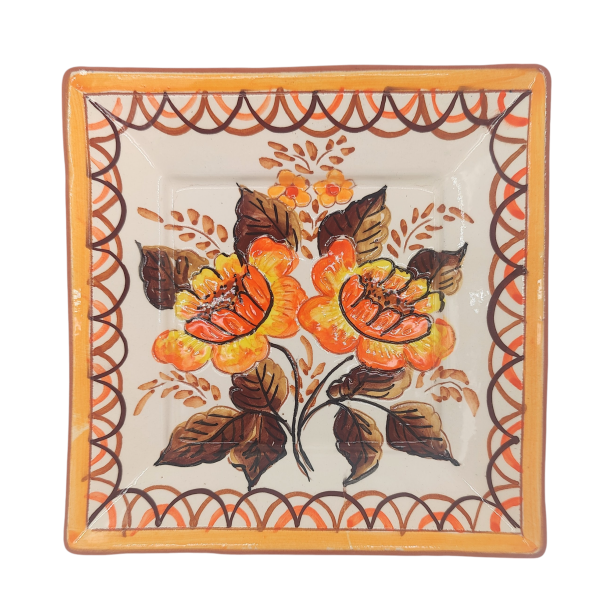 Firkantet fad 18 cm - Blomster