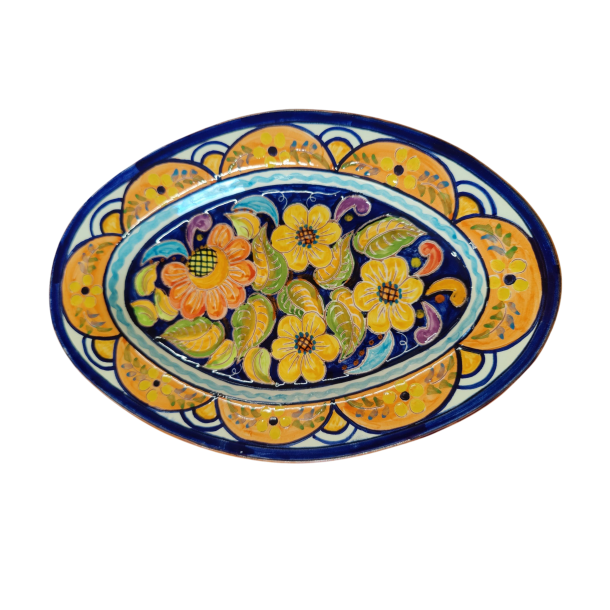 Ovalt fad 29 cm - Blomster