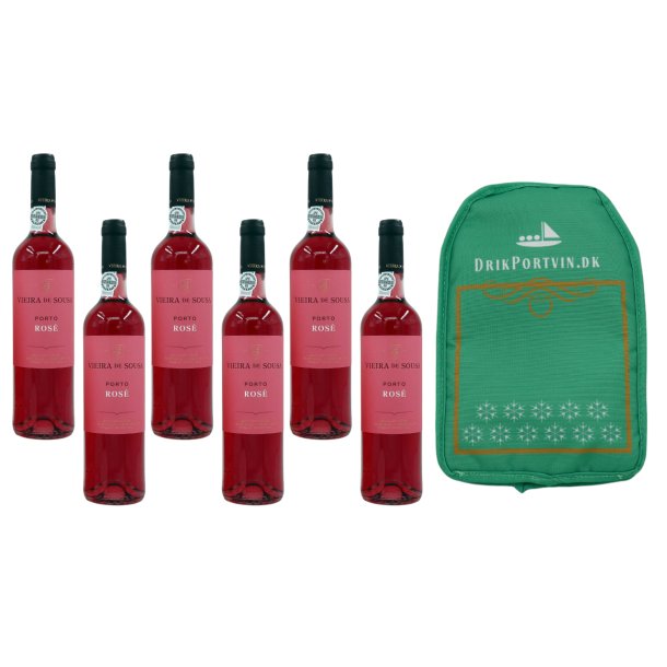  6 flasker Vieira de Sousa Ros� Portvin med k�lepose